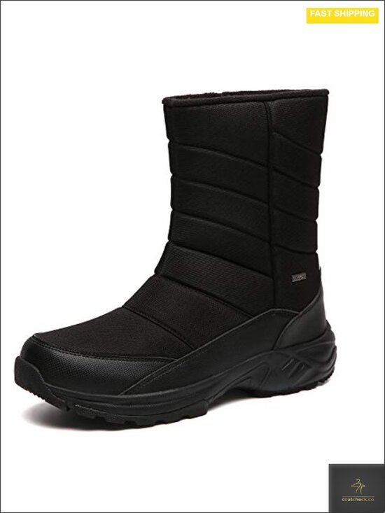 Men\'s Waterproof Winter Snow Boots with Fur Lining Slip On Anti-Skid